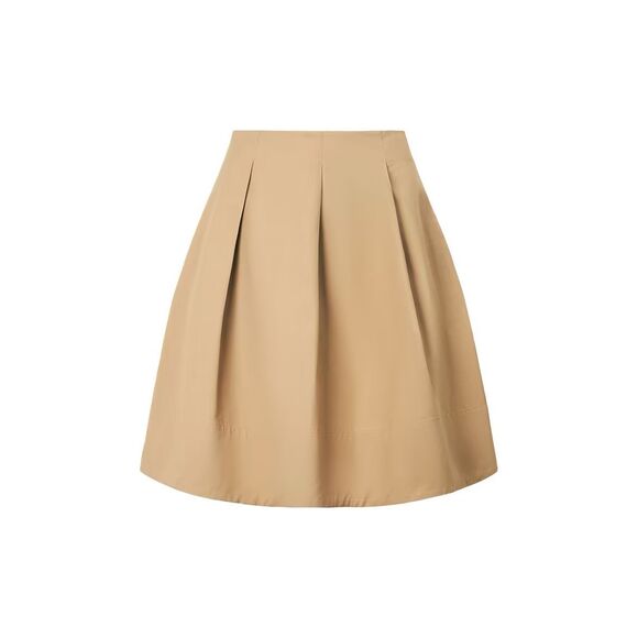 Staud London Tan Preppy Cotton Pleated Knee Length Circle Skirt Size 2 Small - Picture 1 of 6